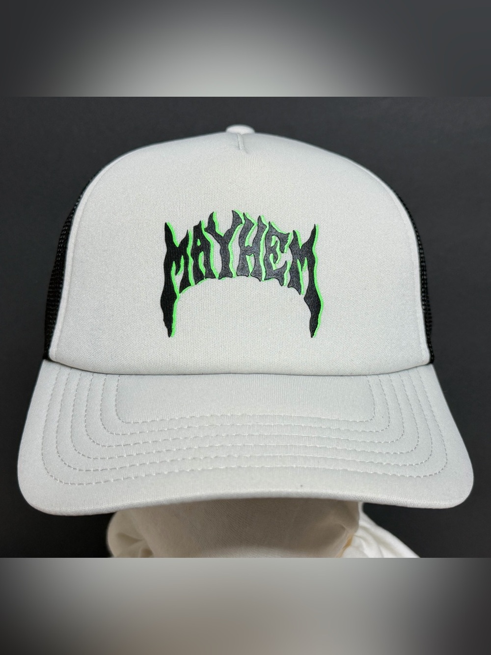 NWT Lost Enterprises Lightning Mayhem Trucker Hat Gray Black Snapback